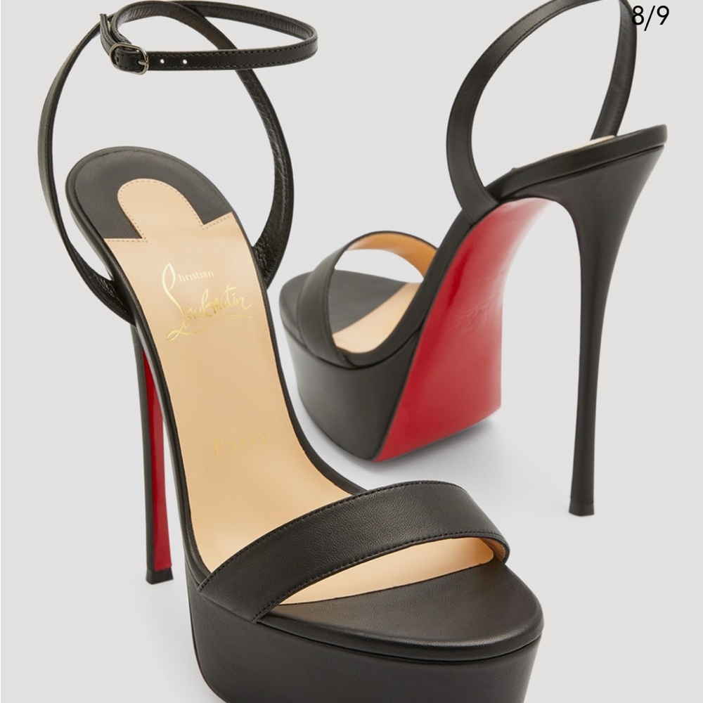 Christian Louboutin Black and Red Heels with Pointed Toe